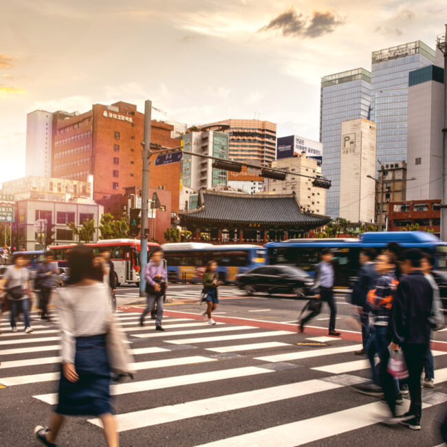 An image of a pedestrian crossing in Korea