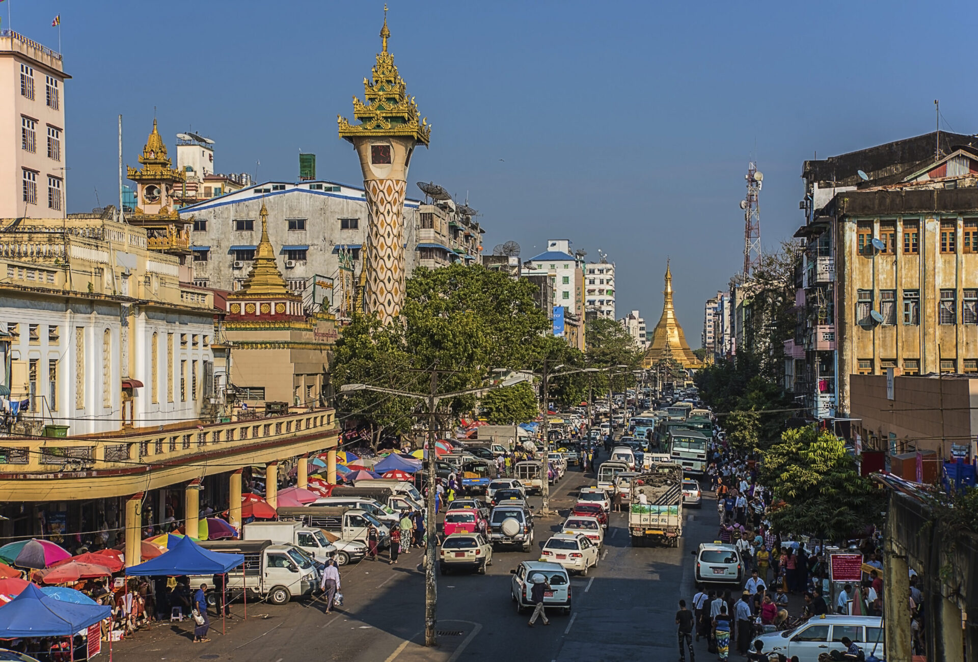 A picture of a street in Yangon Myanmar