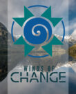 An image of a banner promoting the Winds of Change programme with Doubtful Sound in the background.
