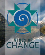 An image of a banner promoting the Winds of Change programme with Doubtful Sound in the background.