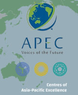 An image showing the APEC economies on a map with the APEC Voices of the Future and CAPEs logos