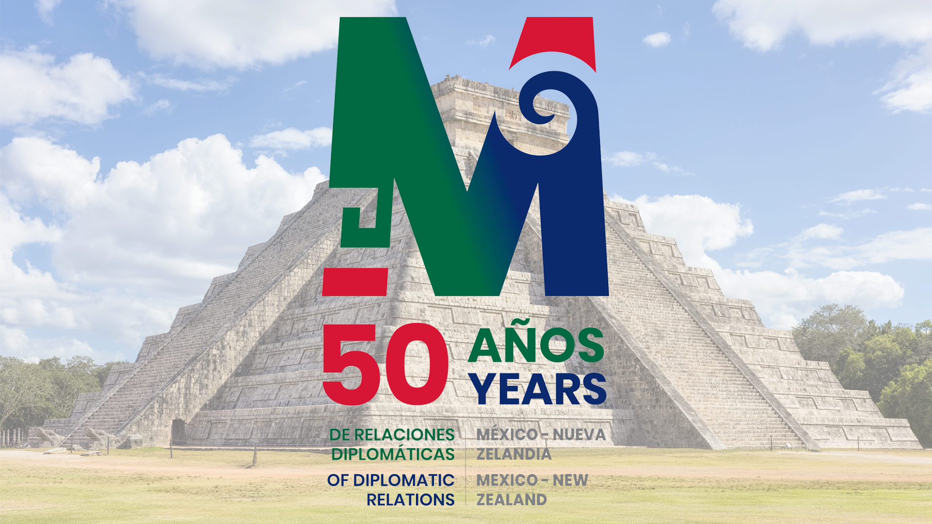Banner promoting the 50 years of relations with Mexico celebration